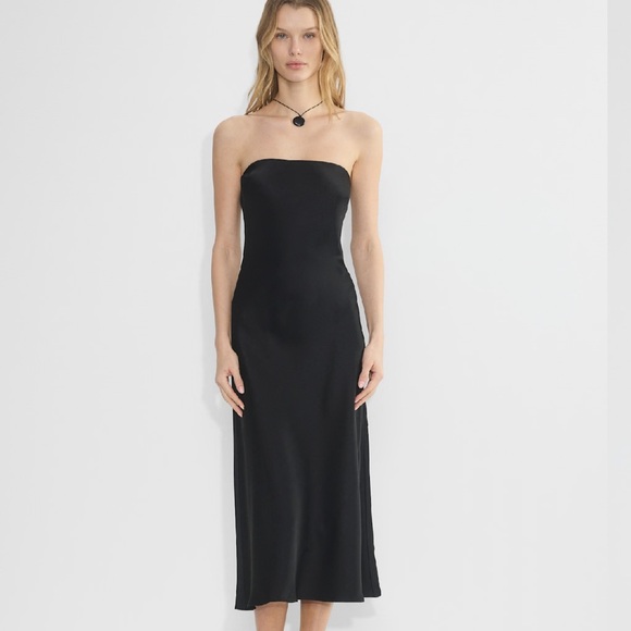 Aritzia Dresses & Skirts - Aritzia Charmaine Strapless Satin Slip Dress in Black | NWT | Size L